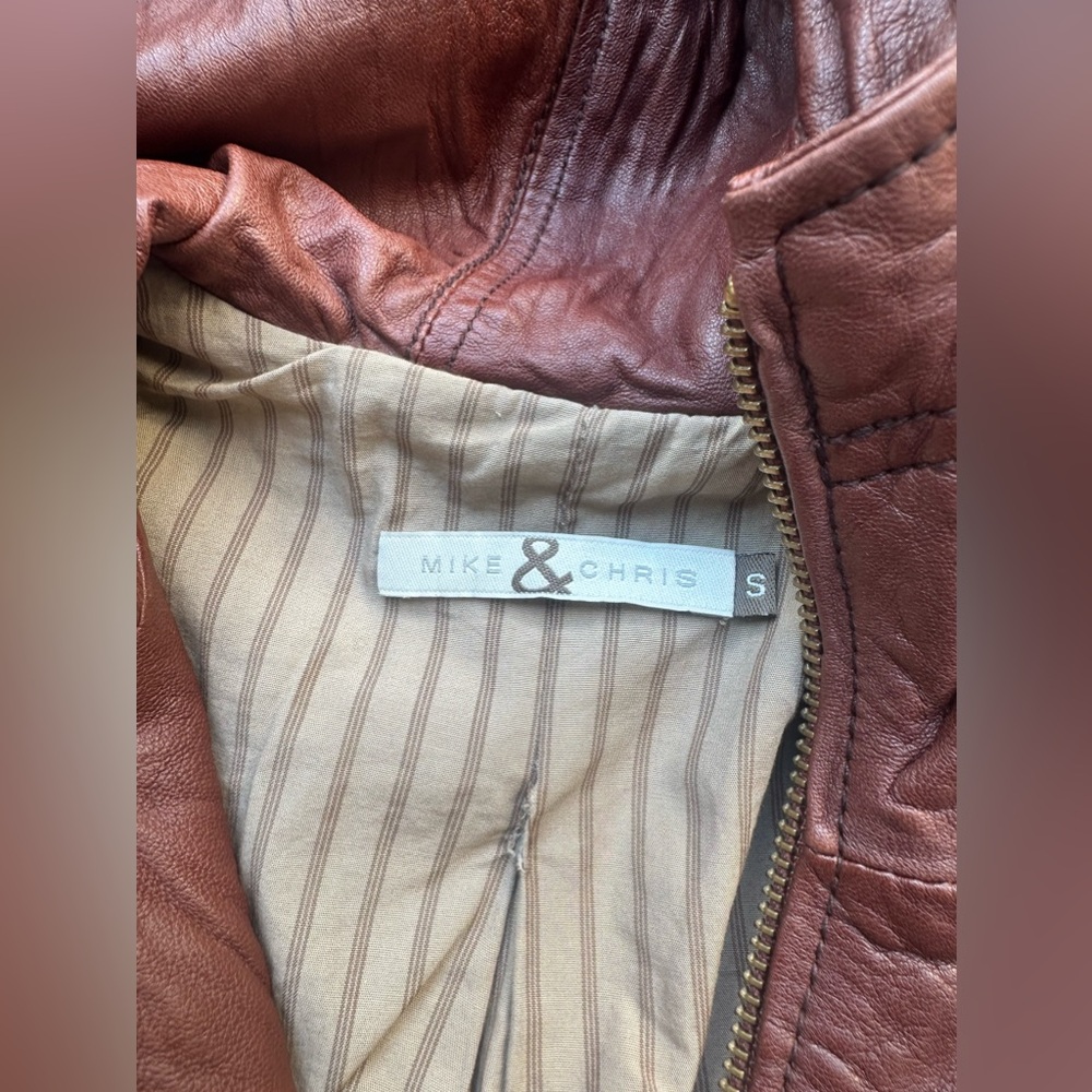 Mike & Chris Leather Jacket Size S Pit To Pit: 16… - image 4